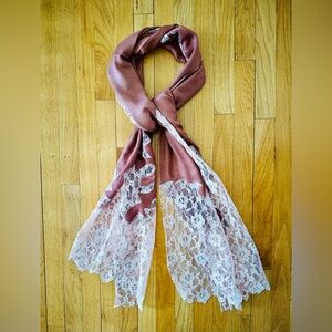 Peach Scarf / Wrap with Lace Panel & Detailing NWOT
